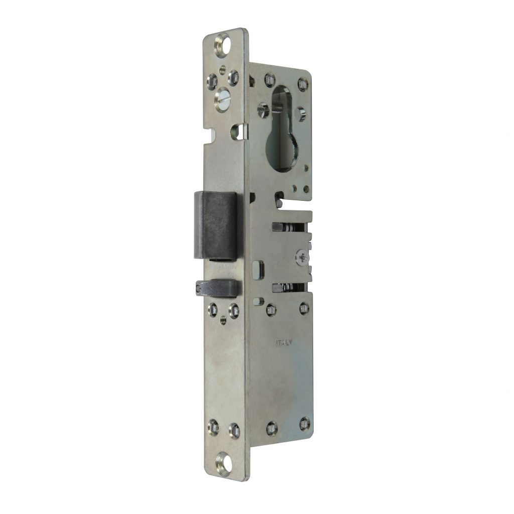 Mortise lock with self-locking reversible latch prepared for profiled cylinder item 8537